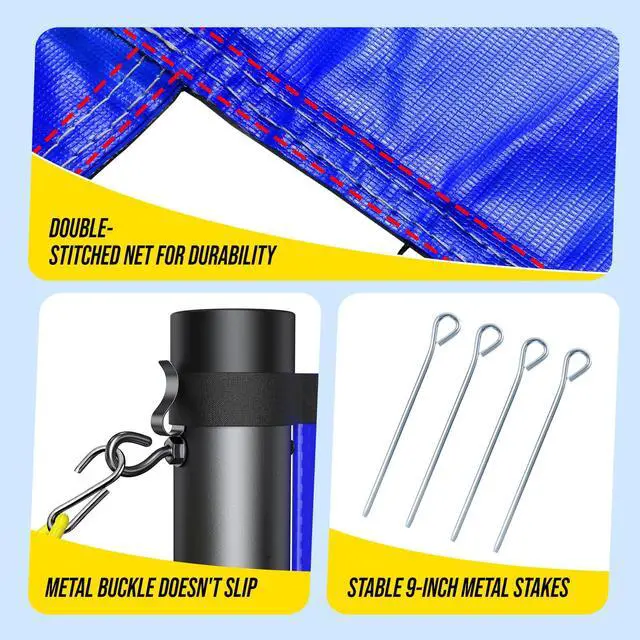 Alt view image 5 of 7 - Outdoor Volleyball Net Set for Backyard & Beach, 32FT Regulation Size, Easy Setup Adjustable Height Poles, Portable Net System with PU Volleyball, Pump & Carry Bag