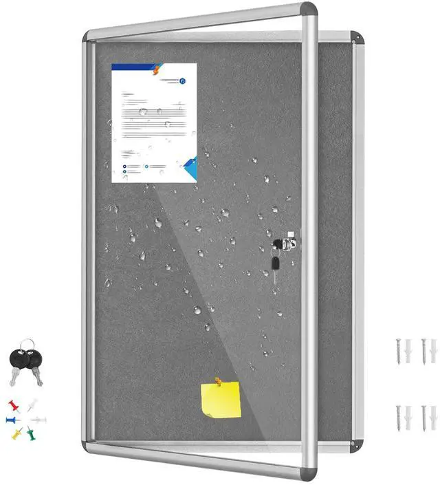 Main image of 36"x24" Enclosed Bulletin Board with Locking Door, Tamper-Proof Dispaly Case, Aluminium Frame, Outdoor Bulletin Board Weatherproof, Lockable noticeboard for School,Office,etc