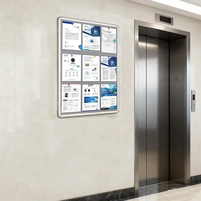 Alt view image 5 of 7 - 36"x24" Enclosed Bulletin Board with Locking Door, Tamper-Proof Dispaly Case, Aluminium Frame, Outdoor Bulletin Board Weatherproof, Lockable noticeboard for School,Office,etc
