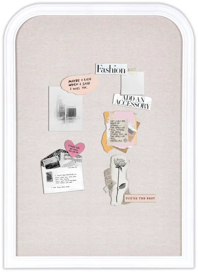 Main image of Bulletin Board with Linen, 31.5x23.6 inches Bulletin Board with White Wood Style Frame, Decorative Hanging Pin Board Vision Board Message Board for Office School Home Decor(2R&2S,L-6080,1p)