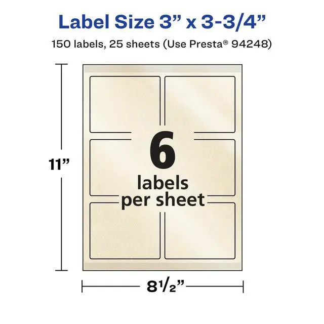 Alt view image 5 of 7 - Pearlized Ivory Rectangle Labels, Sure Feed Technology, Print-to-The-Edge, 3" x 3.75", 150 Pearlized Ivory Labels, Laser/Inkjet Printable