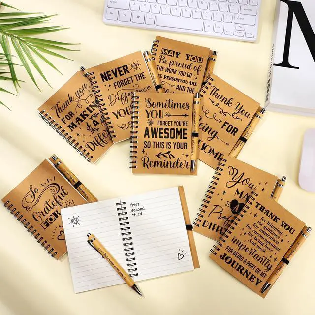 Alt view image 2 of 6 - 64 Sets/128 Pcs Employee Appreciation Gifts Bulk Inspirational Spiral Notebooks with Motivational Pens Small Notepad Thank You Gifts for Coworkers Office Staff Teachers Volunteers Team Nurses