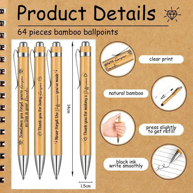 Alt view image 4 of 6 - 64 Sets/128 Pcs Employee Appreciation Gifts Bulk Inspirational Spiral Notebooks with Motivational Pens Small Notepad Thank You Gifts for Coworkers Office Staff Teachers Volunteers Team Nurses