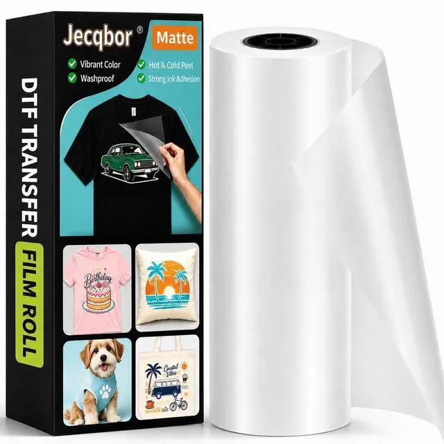 Main image of DTF Transfer Film Roll 13" x 328 FT, Double-Sided Matte PET Film for DTF Inkjet Printer, High Ink Adhesion Transfer Paper for Dark & Light Fabrics, T-Shirts, Hoodies, Bags & DIY Projects