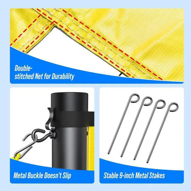 Alt view image 5 of 7 - Outdoor Volleyball Net Set for Backyard & Beach, 32FT Regulation Size, Easy Setup Adjustable Height Poles, Portable Net System with PU Volleyball, Pump & Carry Bag