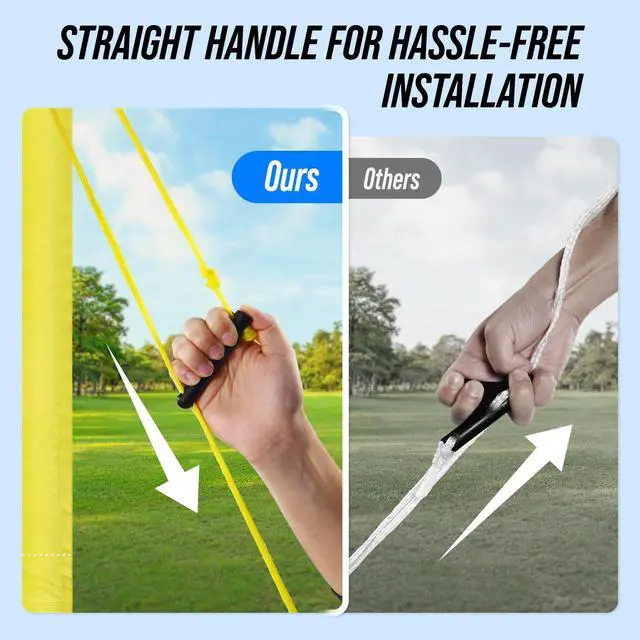 Alt view image 7 of 7 - Outdoor Volleyball Net Set for Backyard & Beach, 32FT Regulation Size, Easy Setup Adjustable Height Poles, Portable Net System with PU Volleyball, Pump & Carry Bag