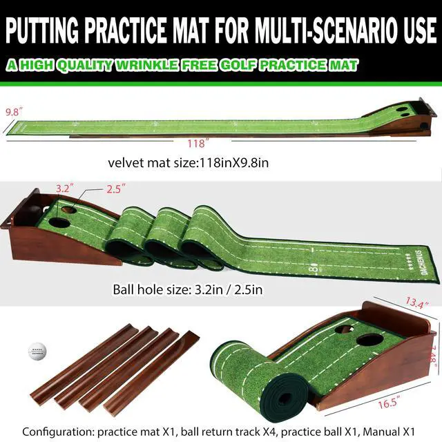 Alt view image 2 of 7 - Putting Green Indoor Mat Outdoor Golf Putting Mat with Automatic Ball Return - Ideal for Home, Office, and Outdoor Use