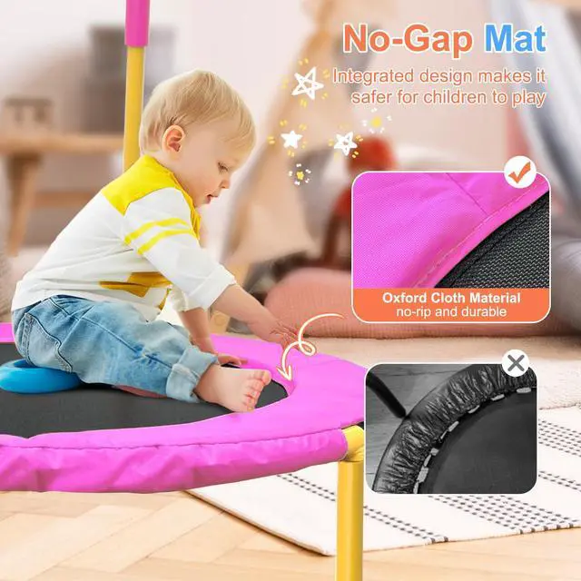 Alt view image 3 of 7 - 36-Inch Toddler Trampoline with Foam Handle, Foldable Indoor Outdoor Mini Rebounder for Kids Ages 26
