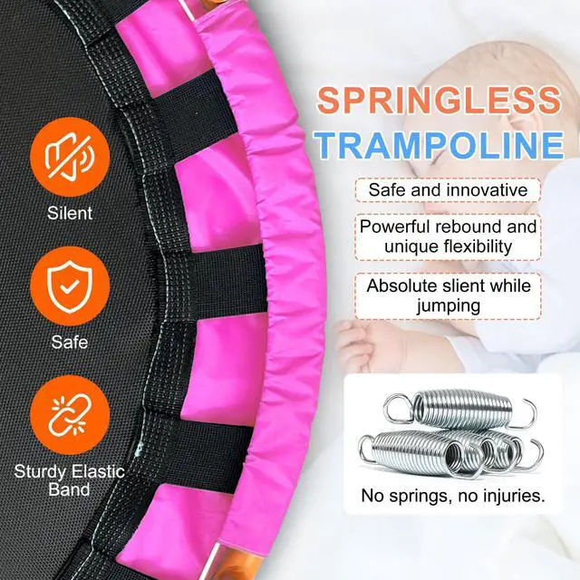 Alt view image 5 of 7 - 36-Inch Toddler Trampoline with Foam Handle, Foldable Indoor Outdoor Mini Rebounder for Kids Ages 26