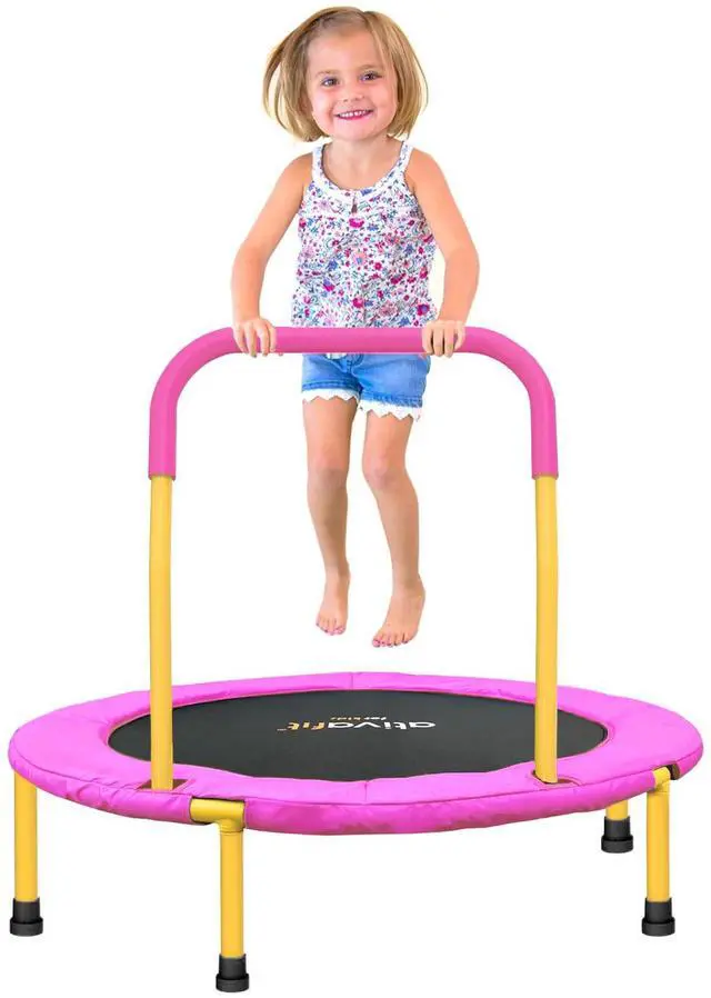 Main image of 36-Inch Toddler Trampoline with Foam Handle, Foldable Indoor Outdoor Mini Rebounder for Kids Ages 26
