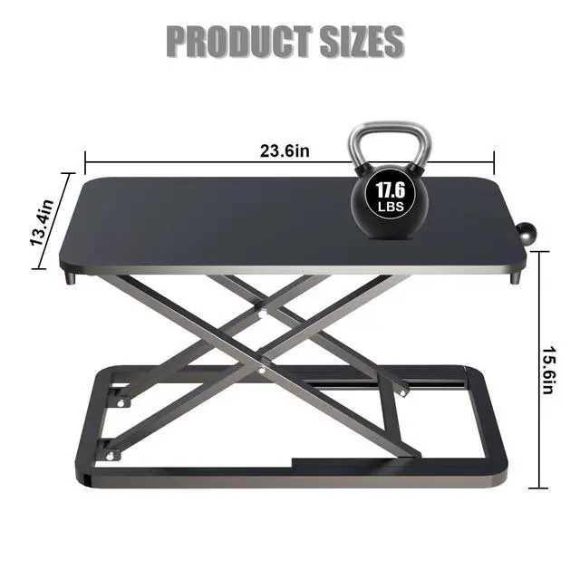 Alt view image 5 of 7 - Keyboard Riser for Desk- 23.6 Height Adjustable Standing Desk Converter, Table Lifter for Standing, Keyboard and Mouse Riser for Ergonomic Sit Stand Workstations, 6 Height Levels