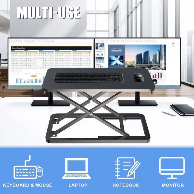Alt view image 4 of 7 - Keyboard Riser for Desk- 23.6 Height Adjustable Standing Desk Converter, Table Lifter for Standing, Keyboard and Mouse Riser for Ergonomic Sit Stand Workstations, 6 Height Levels