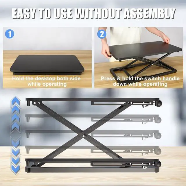 Alt view image 6 of 7 - Keyboard Riser for Desk- 23.6 Height Adjustable Standing Desk Converter, Table Lifter for Standing, Keyboard and Mouse Riser for Ergonomic Sit Stand Workstations, 6 Height Levels