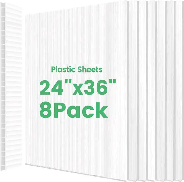 Main image of 8 Pack 24x36 Inch Corrugated Plastic Board, White Poster Board, | 4mm Thick Waterproof Double-Sided Coroplast Sheets & Blank Yard Signs for Business Advertising, Real Estate & Garage Sales