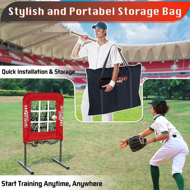 Alt view image 6 of 6 - 9 Hole Pitching Net with Strike Zone, Baseball Softball Pitching Target Adjustable Height Portable Indoor Outdoor Training Equipment for Pitchers of All Levels, Coaches, and Players