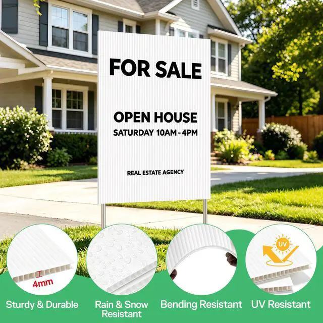 Alt view image 3 of 7 - 8 Pack 24x36 Inch Corrugated Plastic Board, White Poster Board, | 4mm Thick Waterproof Double-Sided Coroplast Sheets & Blank Yard Signs for Business Advertising, Real Estate & Garage Sales