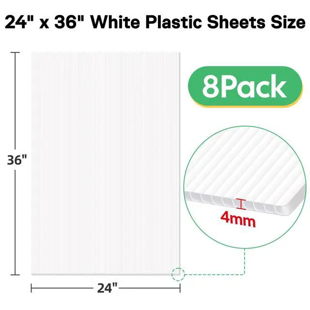 Alt view image 4 of 7 - 8 Pack 24x36 Inch Corrugated Plastic Board, White Poster Board, | 4mm Thick Waterproof Double-Sided Coroplast Sheets & Blank Yard Signs for Business Advertising, Real Estate & Garage Sales