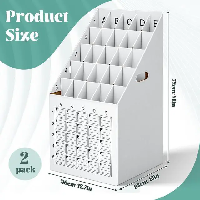 Alt view image 2 of 6 - 2 Pack 25 Slot Roll File Holder Vertical Blueprint Storage Organizer Corrugated Cardboard Roll File Cabinet Box with Labeling Grid for Office School Poster Map Gift Wrap Architectural Home