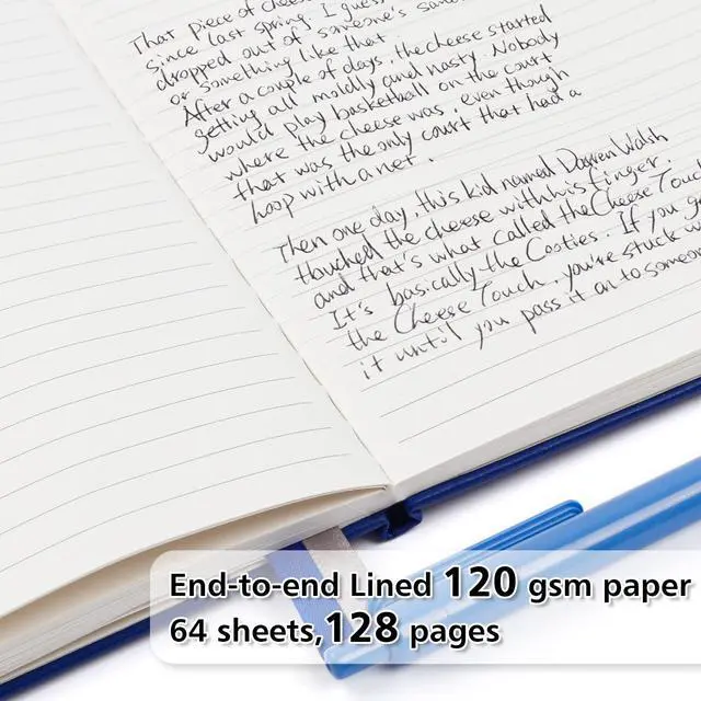 Alt view image 3 of 7 - College Ruled Notebooks, 18 Pack Business Notebook Bulk Hardcover Lined Writing Journal with Pen Holder for Men Women Note Taking, with 18 Black Pens, 120 GSM, 5.1x8.3, A5, Navy