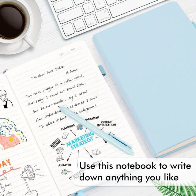 Alt view image 4 of 7 - 18 Pack Journal Notebook for Work, Business Notebook Bulk Hardcover Lined Writing Journal with Pen Holder for Men Women Note Taking, with 18 Black Pens, 120 GSM, 5.1x8.3, A5, Light Blue