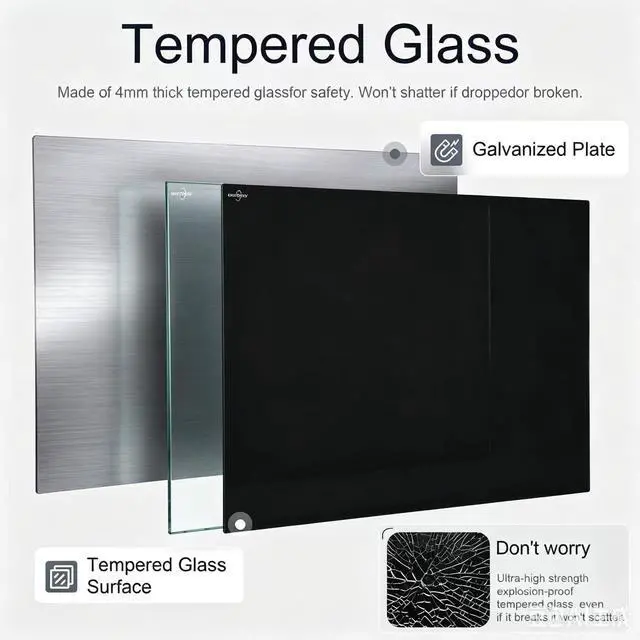 Alt view image 2 of 7 - Glass Magnetic Dry Erase Black Board 24"x18" for Wall Office