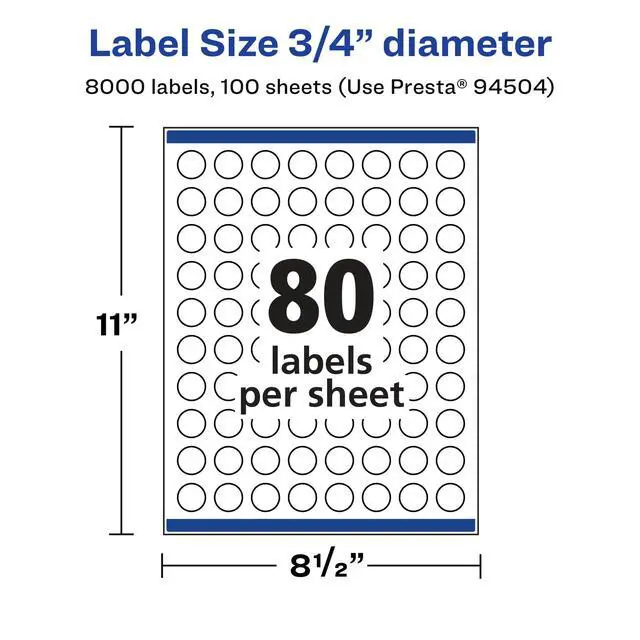 Alt view image 5 of 7 - Matte White Round Labels, Sure Feed Technology, 3/4" Diameter, 8,000 Matte White Printable Labels