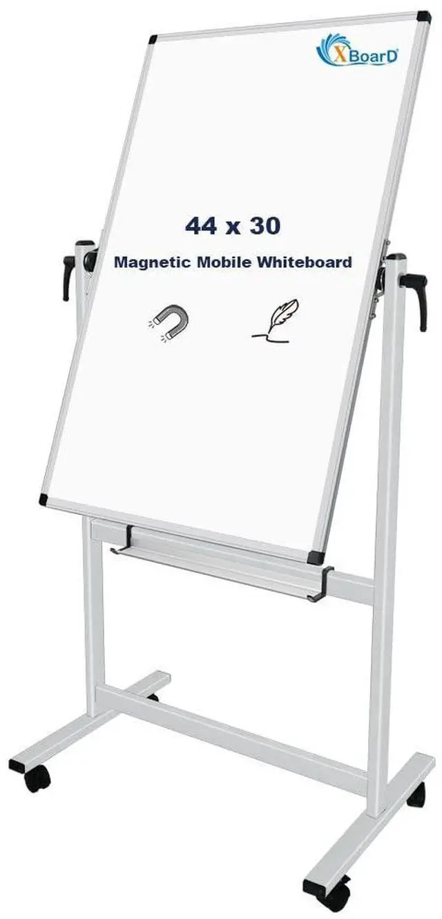 Main image of XBoard Whiteboard Mobile 44x30inch, Double Sided Magnetic Dry Erase Board on Wheels, Magnetic Portable Easel with Stand