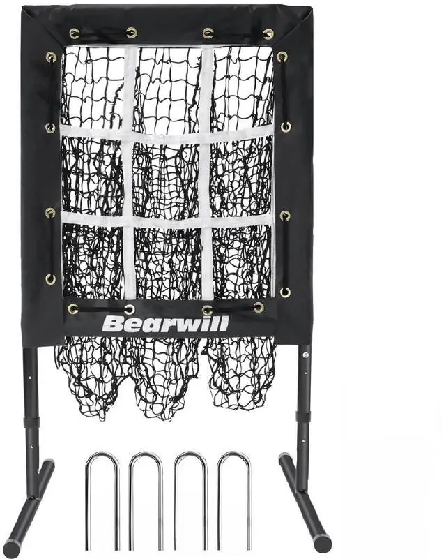 Main image of Pitching Net, 9 Hole Pitching Net with Strike Zone, Baseball Softball Pitching Target with Adjustable Height, Baseball Pitcher Throwing Practice Training Equipment for All Skill Levels