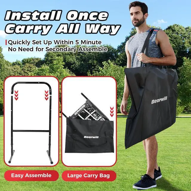 Alt view image 7 of 7 - Pitching Net, 9 Hole Pitching Net with Strike Zone, Baseball Softball Pitching Target with Adjustable Height, Baseball Pitcher Throwing Practice Training Equipment for All Skill Levels
