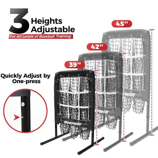 Alt view image 4 of 7 - Pitching Net, 9 Hole Pitching Net with Strike Zone, Baseball Softball Pitching Target with Adjustable Height, Baseball Pitcher Throwing Practice Training Equipment for All Skill Levels