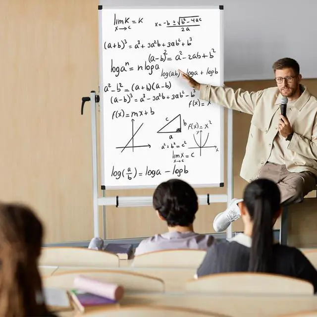 Alt view image 6 of 6 - XBoard Whiteboard Mobile 44x30inch, Double Sided Magnetic Dry Erase Board on Wheels, Magnetic Portable Easel with Stand