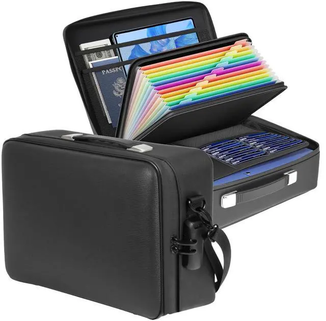 Main image of Fireproof Document Box with Combination Lock Security Belt, Hard Case Fire Water Resistant Safe for Documents, Certificates, Laptops, Passports