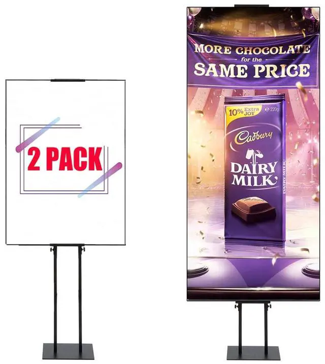 Main image of Poster Stand for Display Pedestal Sign Stand Double-SidedHeavy Duty Floor Sign Holder with Base Adjustable Height Up to 75inches for Board & Foam,2Pack