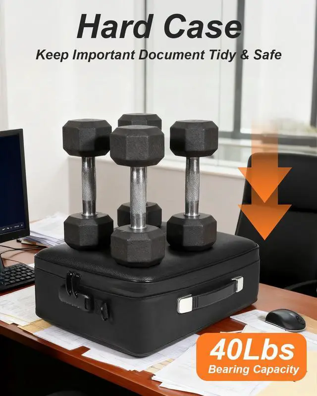 Alt view image 6 of 7 - Fireproof Document Box with Combination Lock Security Belt, Hard Case Fire Water Resistant Safe for Documents, Certificates, Laptops, Passports