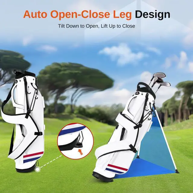 Alt view image 6 of 7 - Lightweight Golf Stand Bag, 4-Way Full-Length Dividers, Holds Up to 10 Clubs, 3.7 lbs Golf Bag with Dual Straps & Stand for Driving Range, Par 3, and Standard Courses
