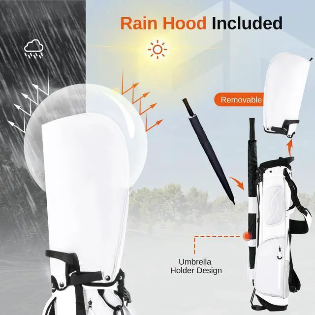 Alt view image 7 of 7 - Lightweight Golf Stand Bag, 4-Way Full-Length Dividers, Holds Up to 10 Clubs, 3.7 lbs Golf Bag with Dual Straps & Stand for Driving Range, Par 3, and Standard Courses