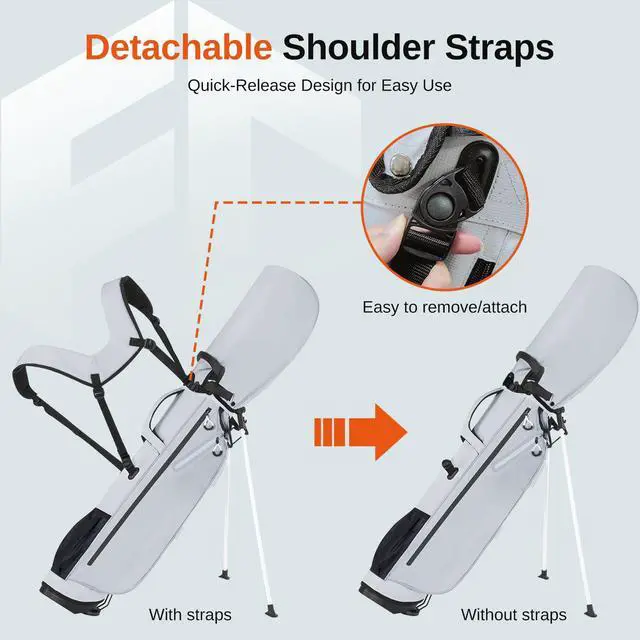 Alt view image 2 of 7 - Lightweight Golf Stand Bag, 4-Way Full-Length Dividers, Holds Up to 10 Clubs, 3.7 lbs Golf Bag with Dual Straps & Stand for Driving Range, Par 3, and Standard Courses