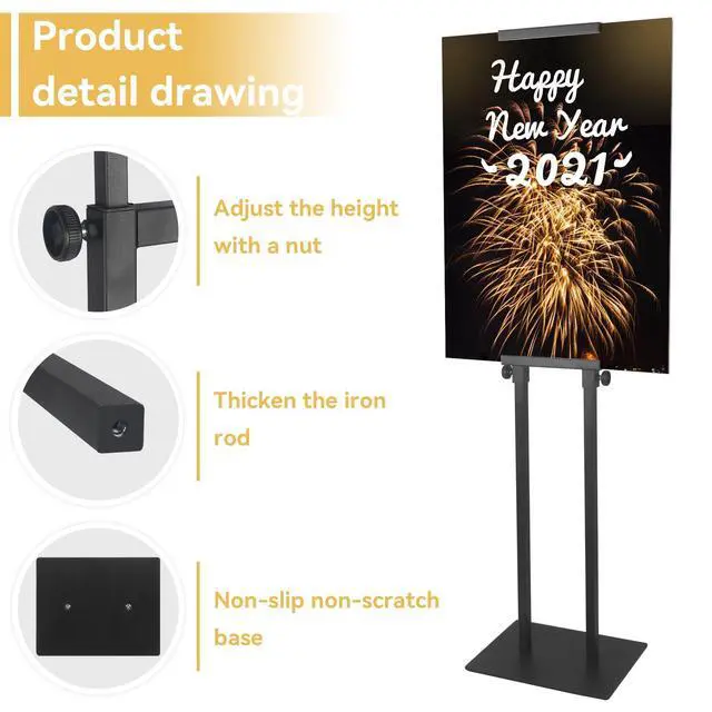Alt view image 3 of 6 - Poster Stand for Display Pedestal Sign Stand Double-SidedHeavy Duty Floor Sign Holder with Base Adjustable Height Up to 75inches for Board & Foam,2Pack