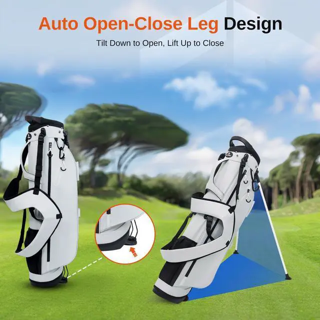 Alt view image 7 of 7 - Lightweight Golf Stand Bag, 4-Way Full-Length Dividers, Holds Up to 10 Clubs, 3.7 lbs Golf Bag with Dual Straps & Stand for Driving Range, Par 3, and Standard Courses