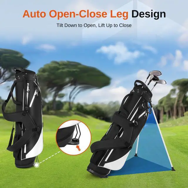 Alt view image 6 of 7 - Lightweight Golf Stand Bag, 4-Way Full-Length Dividers, Holds Up to 10 Clubs, 3.7 lbs Golf Bag with Dual Straps & Stand for Driving Range, Par 3, and Standard Courses