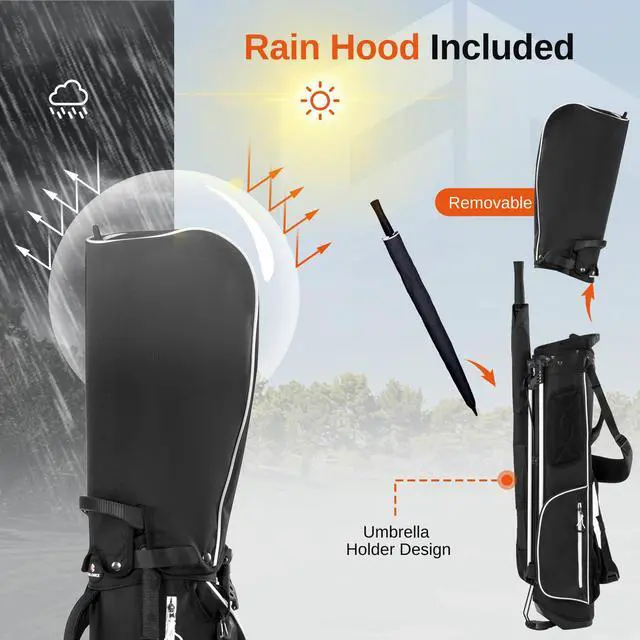 Alt view image 7 of 7 - Lightweight Golf Stand Bag, 4-Way Full-Length Dividers, Holds Up to 10 Clubs, 3.7 lbs Golf Bag with Dual Straps & Stand for Driving Range, Par 3, and Standard Courses