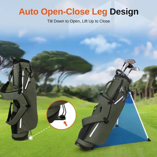 Alt view image 6 of 7 - Lightweight Golf Stand Bag, 4-Way Full-Length Dividers, Holds Up to 10 Clubs, 3.7 lbs Golf Bag with Dual Straps & Stand for Driving Range, Par 3, and Standard Courses