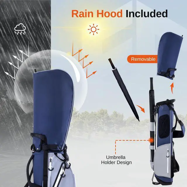 Alt view image 7 of 7 - Lightweight Golf Stand Bag, 4-Way Full-Length Dividers, Holds Up to 10 Clubs, 3.7 lbs Golf Bag with Dual Straps & Stand for Driving Range, Par 3, and Standard Courses