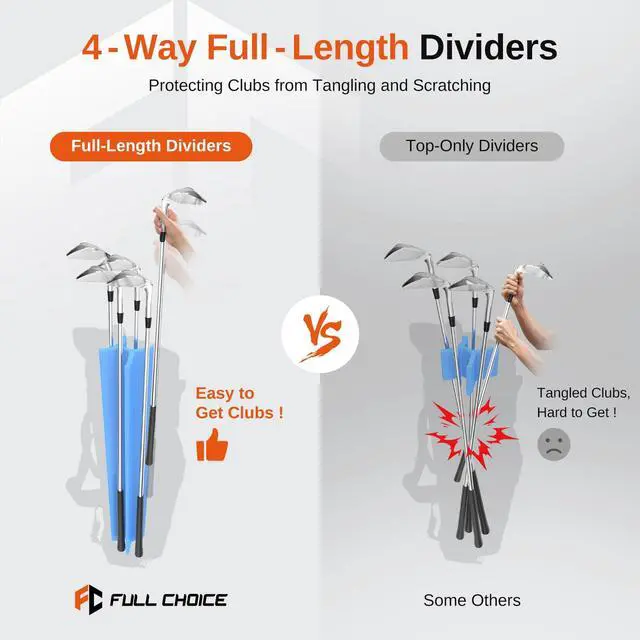 Alt view image 3 of 7 - Lightweight Golf Stand Bag, 4-Way Full-Length Dividers, Holds Up to 10 Clubs, 3.7 lbs Golf Bag with Dual Straps & Stand for Driving Range, Par 3, and Standard Courses