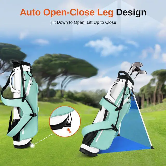Alt view image 6 of 7 - Lightweight Golf Stand Bag, 4-Way Full-Length Dividers, Holds Up to 10 Clubs, 3.7 lbs Golf Bag with Dual Straps & Stand for Driving Range, Par 3, and Standard Courses