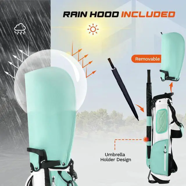 Alt view image 7 of 7 - Lightweight Golf Stand Bag, 4-Way Full-Length Dividers, Holds Up to 10 Clubs, 3.7 lbs Golf Bag with Dual Straps & Stand for Driving Range, Par 3, and Standard Courses