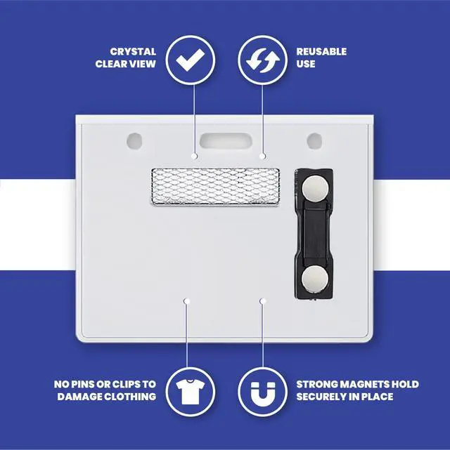 Alt view image 2 of 6 - On It! 100-Pack Magnetic Name Badge Holders 4"x3" (W x H) Clear Tags for Events & Conferences No-Damage Magnets | PVC-Free | Fits 5392 Inserts | Reusable for Trade Shows & Meetings