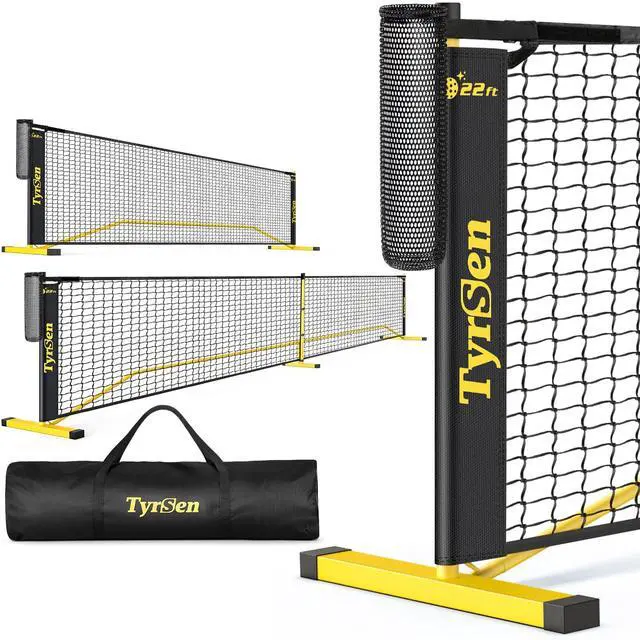 Main image of Portable Pickleball Net for Driveway, 22 FT Regulation Size & 11 FT Half Court Size Pickle Ball Net with Ball Collector, 2-in-1 Pickle Ball Net with Carry Bag for Garages Backyard