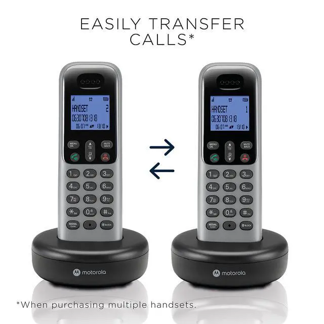 Alt view image 2 of 5 - Motorola Cordless Phone, 3 Handsets, DECT 6.0 Long Range, Bright Backlit Display, Easy-to-Use Big Buttons, Call Block up to 100 Numbers, Hands-Free Speakerphone, Caller ID,Hearing Aid Compatible,T603