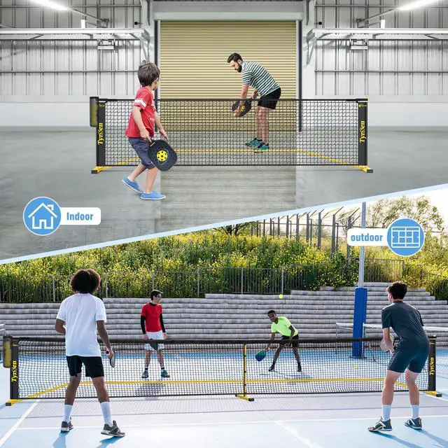 Alt view image 4 of 7 - Portable Pickleball Net for Driveway, 22 FT Regulation Size & 11 FT Half Court Size Pickle Ball Net with Ball Collector, 2-in-1 Pickle Ball Net with Carry Bag for Garages Backyard